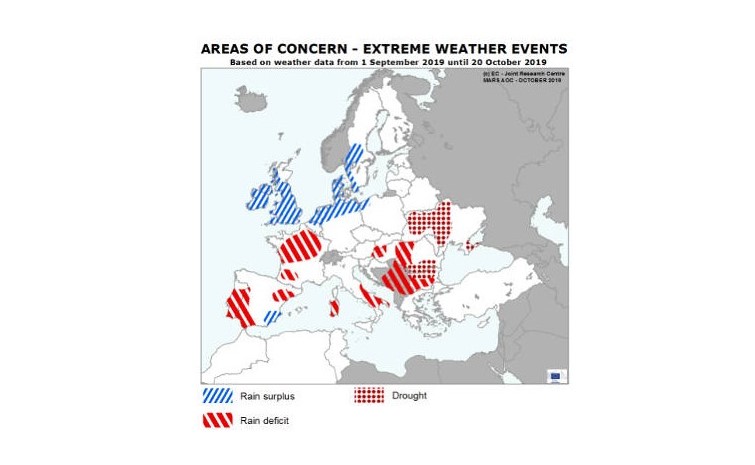 LA ESCASEZ O EL EXCESO DE AGUA DIFICULTAN LAS SIEMBRAS DE INVIERNO EN LA UE