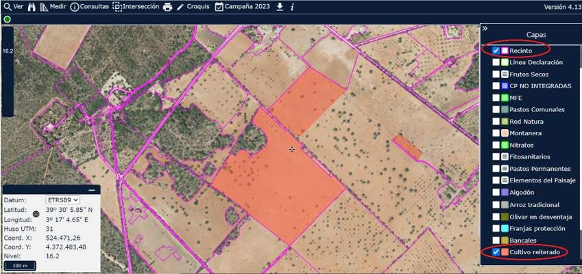 Novedades visor SIGPAC: se añade una nueva capa de superficies de tierras de cultivos declaradas de un mismo cultivo en las 3 últimas campañas